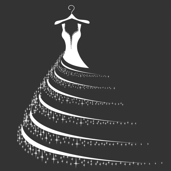 Bröllop klänning siluett — Stock vektor