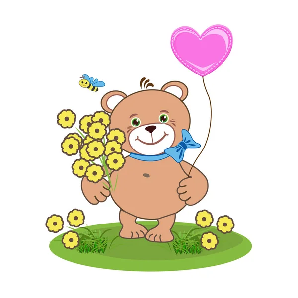 Teddy bear with heart — Stock Vector