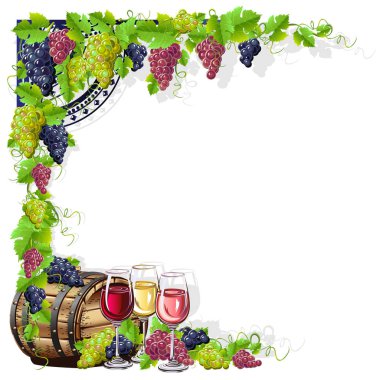 Üzüm ile Vintage çerçeve