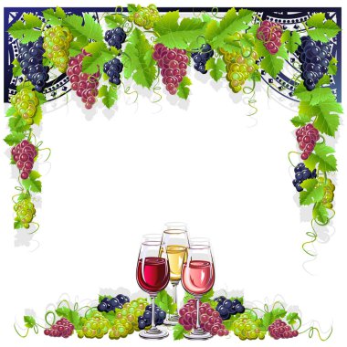 Üzüm ile Vintage çerçeve