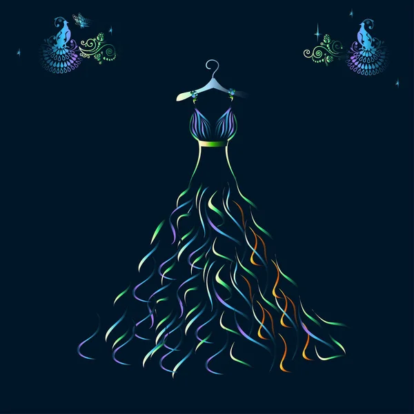 Hermosa silueta brillante vestido de noche — Vector de stock
