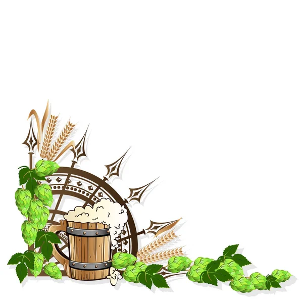 Marco de cerveza con elementos vintage — Vector de stock
