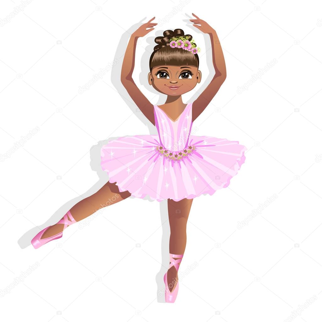 A sweet little ballerina in a shiny dress