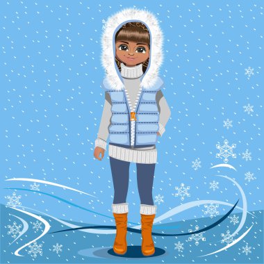 Kış arka plan üzerinde güzel kız