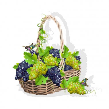 hasır sepet üzüm ile