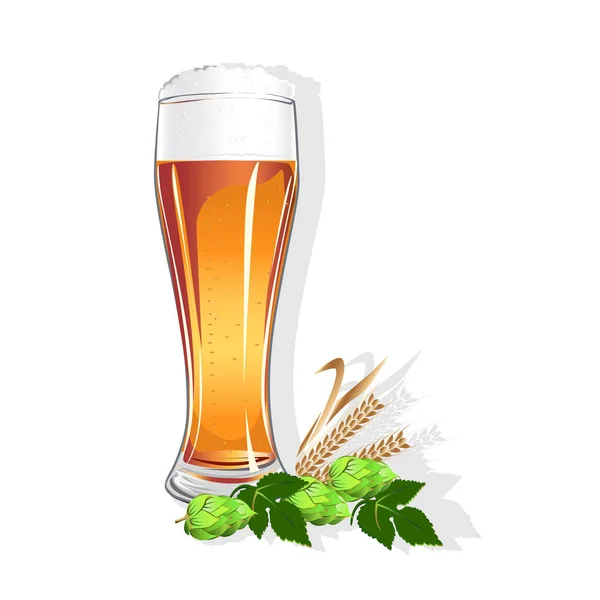 Ρεαλιστική γυαλί με μπύρα — Διανυσματικό Αρχείο
