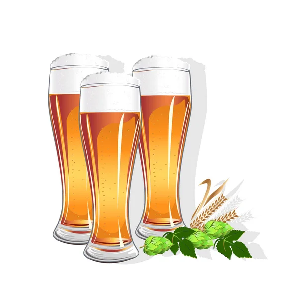 Realistické sklo s pivem — Stockový vektor