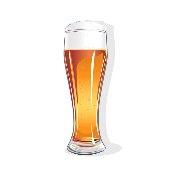 Vaso realista con cerveza — Vector de stock