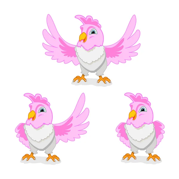 Loros divertidos con plumas brillantes — Vector de stock