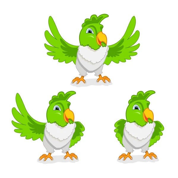 Loros divertidos con plumas brillantes — Vector de stock