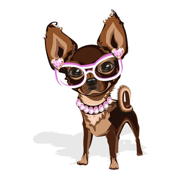 Dulce Perrito Con Ropa Rosa Lindo Vector Ilustración — Archivo Imágenes Vectoriales