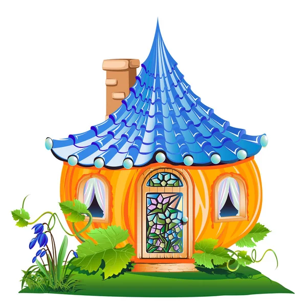 一个由南瓜做成的童话小屋 欢快的矢量插图 — 图库矢量图片