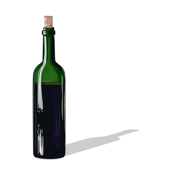 Una Botella Vino Con Corcho Ilustración Vectorial Realista — Vector de stock