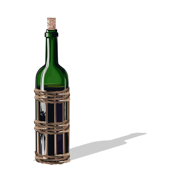 Una Botella Vino Con Corcho Ilustración Vectorial Realista — Vector de stock