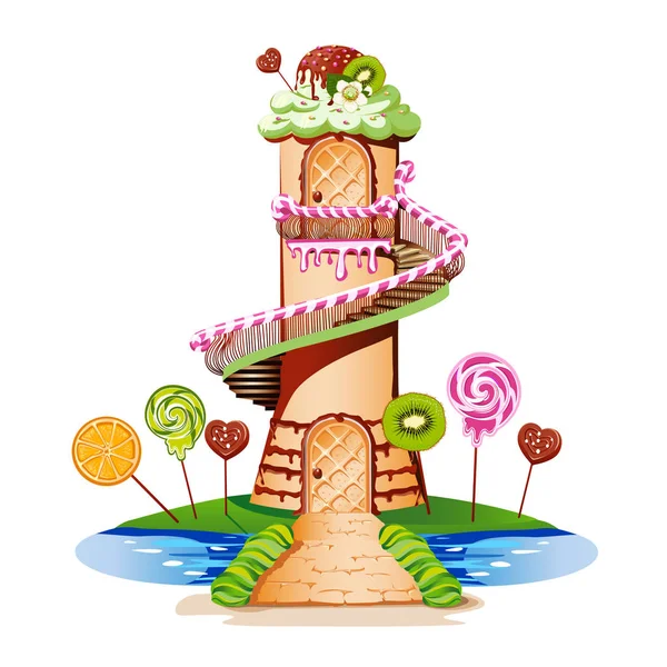 Sweet Castle Cream Colored Roof Piece Candy Fairytale Vector Illustration  Stock Illustration by ©Liana2012 #194644138