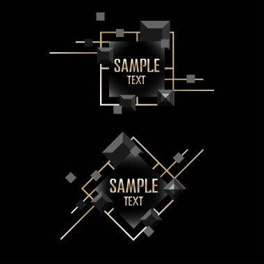 Abstract frame on a black background with gold. Vector illustration of a template on a dark background.