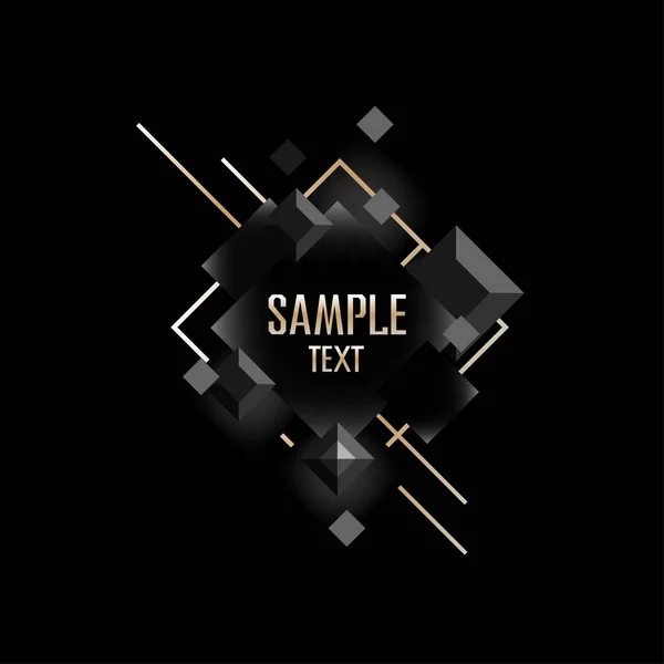 Abstract Frame Black Background Gold Vector Illustration Template Dark Background — Stock Vector