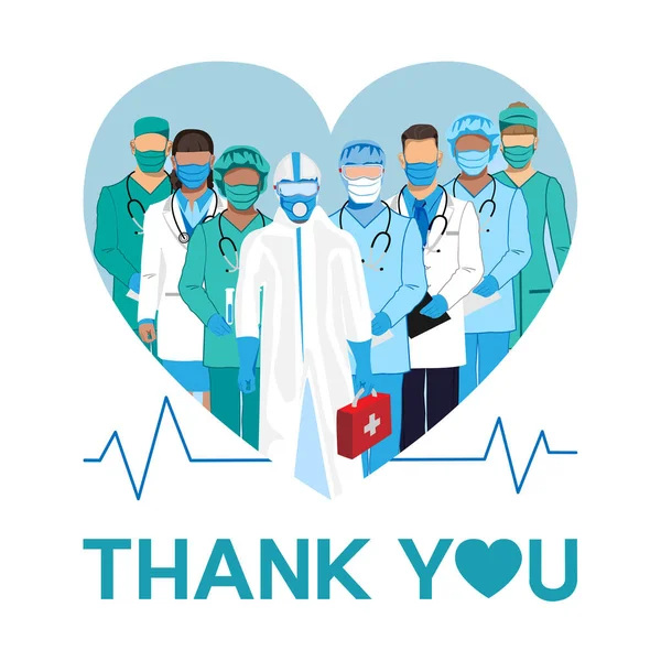 Дякую Лікарям Медсестрам Допомогу Врятовані Життя Векторні Ілюстрації — стоковий вектор