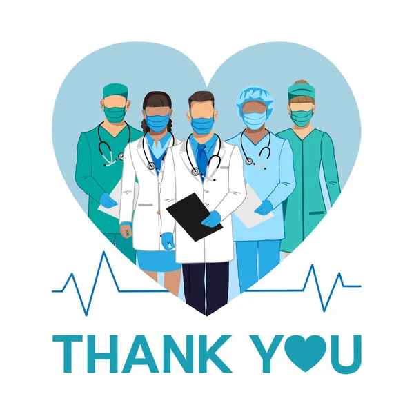 Thank You Doctors Nurses Help Saved Lives Vector Illustration — Stock Vector