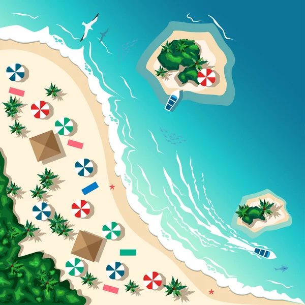 Vue Aérienne Une Plage Tropicale Des Îles Voyage Été Illustration — Image vectorielle