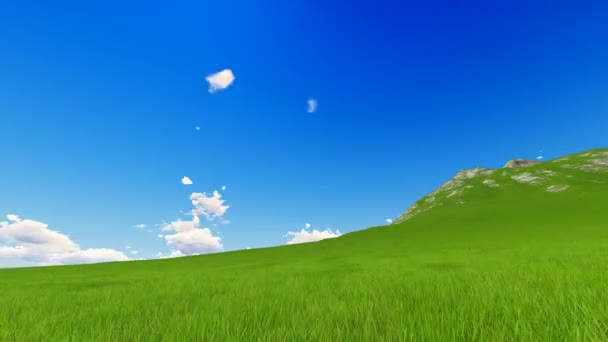 Timelapse nuages venteux sur le champ d'herbe verte. Montagne Full HD — Video