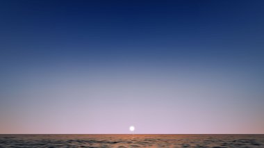 Deniz moon ile vektör gerçekçi güzel gün batımı
