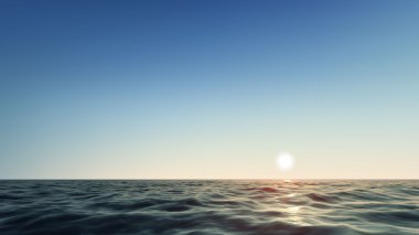 Deniz moon ile vektör gerçekçi güzel gün batımı