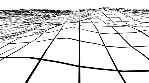 Vector Abstract wireframe landscape background. Rejilla ciberespacial . — Archivo Imágenes Vectoriales