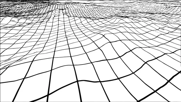 Fondo de marco de alambre de onda poligonal abstracto. Ilustración vectorial . — Vector de stock