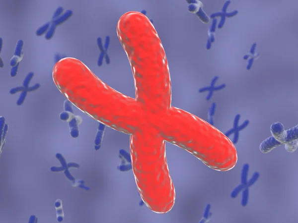 Dna 基因的概念与染色体 3d 呈现蓝色的图像 — 图库照片