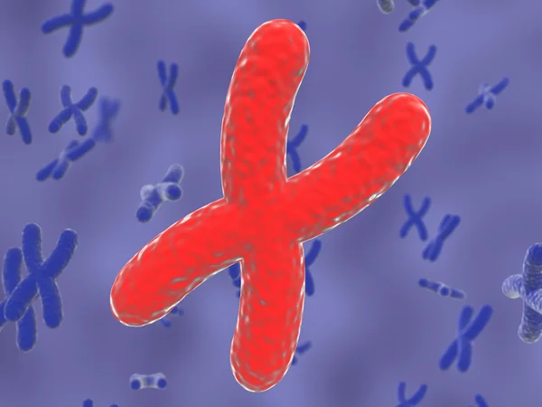 Conceito genético de ADN com uma imagem azul de renderização 3D cromossómica — Fotografia de Stock