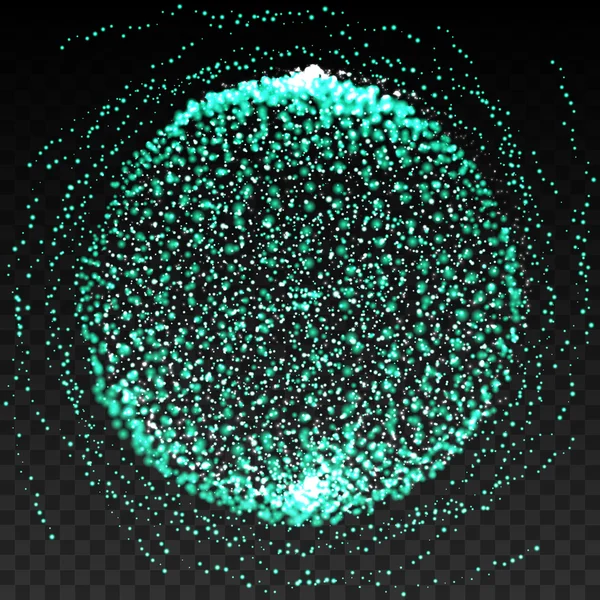 Illustration vectorielle. La sphère composée de points. Conception de grille 3D. Globe de réseaux. Concept technologique . — Image vectorielle