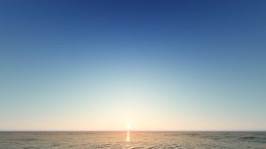Güzel günbatımı manzara denizde 3d render yanan