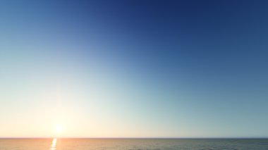 Güzel günbatımı manzara denizde 3d render yanan