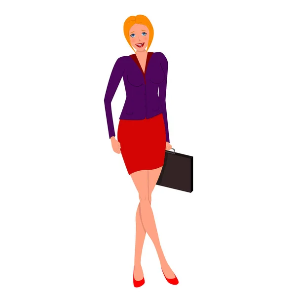Vector Business woman with a briefcase — Stock Vector