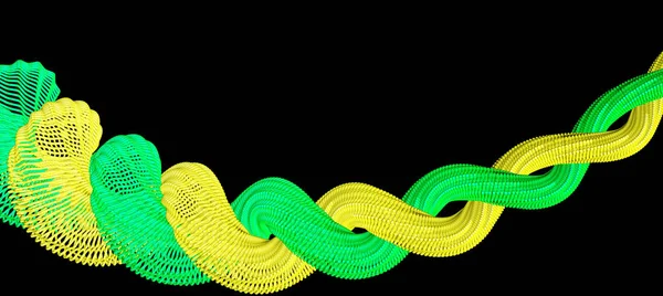 Vector Espiral de color verde y amarillo sobre fondo bkack — Vector de stock