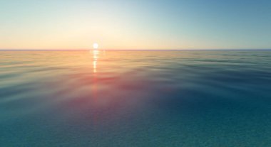 Vektör gerçekçi gün batımı ve deniz su