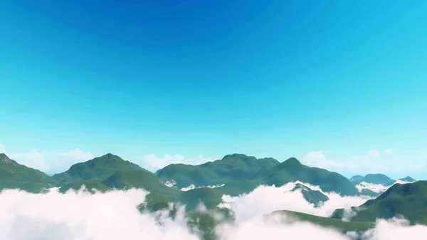 Mañana brumosa en las montañas 3D renderizado — Foto de Stock