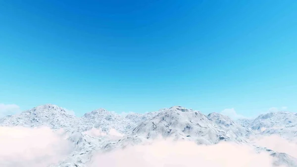 Mañana brumosa en las montañas 3D renderizado — Foto de Stock