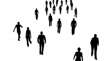 4k siluet kalabalık insan taşır, yan görünüm