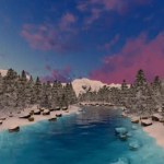 Snow mountain Misty river in winter