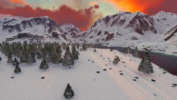 Mooie berg zonsondergang Winter Mountain Landscape inspiratie motivatie achtergrond — Stockvideo