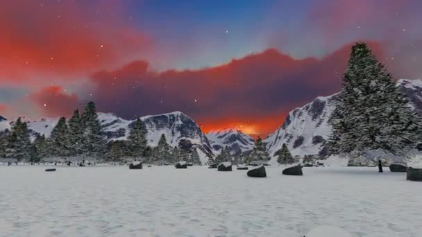 Schöne Berg Sonnenuntergang Winter Berglandschaft Inspiration Motivation Hintergrund — Stockvideo