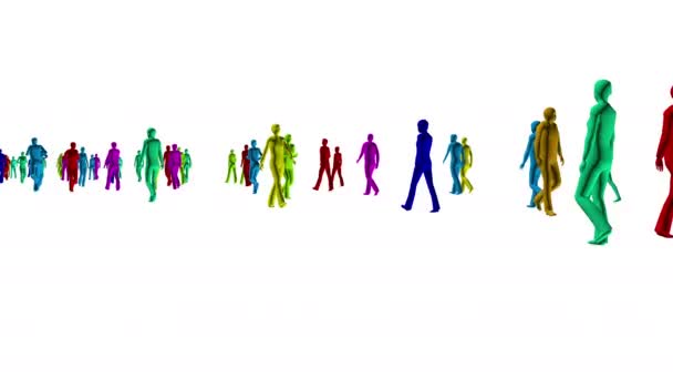 4k Color Multitud de personas en blanco — Vídeo de stock