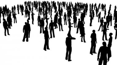 4k stand kalabalık, tüm beyaz zemin üzerine siluet kişi