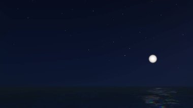 Vektör gece manzarası dolunay ile deniz