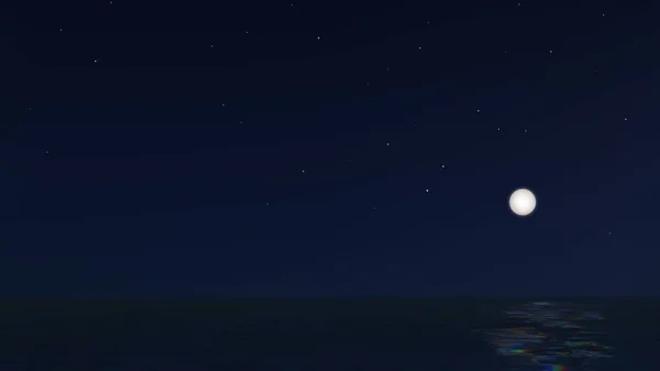 Vector Paisaje nocturno el mar con luna llena — Vector de stock