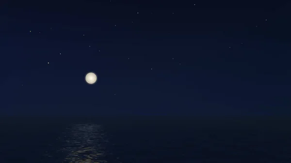 Vector Paisaje nocturno el mar con luna llena — Vector de stock