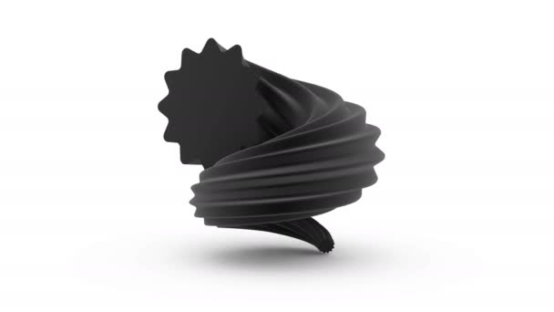 Abstract Black twisted Object Looping on white — Stock Video