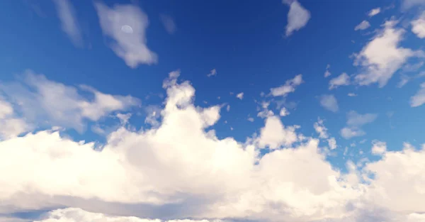 Grönt gräs fält och klarblå himmel 3d rendering — Stockfoto